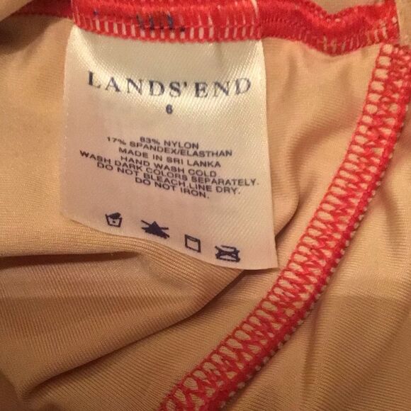 Land’s End Red with Gold Accent One Piece Swimsuit - Picture 4 of 5